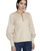 Figl Bluza eleganta de dama M561 - cu maneci bufante - bej - bumbac si poliester -