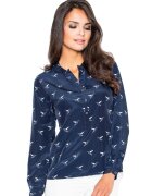 Figl Bluza eleganta M254 fara guler - maneci lungi - bleumarin - poliester -