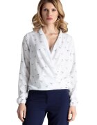Figl Bluza eleganta M371 - imprimeu cu pasari - alb - poliester