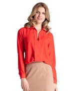 Figl Bluza eleganta M621 - rosu - maneci lungi - guler decorativ - poliester/viscoza