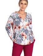 Figl Bluza eleganta model cu decolteu in V - maneci lungi - multicolor - poliester-elastan