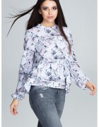 Figl Bluza femei - Poliester/Elastan - Cu volane - Model cu flori - Multicolor