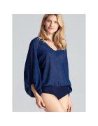 Figl Body bleumarin - lejer - usor transparent - cu maneci lungi - tesatura cu sclipici -