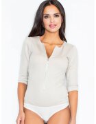 Figl Body dama - Poliester/Viscoza/Elastan - Cu fermoar - Bej -