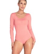 Figl Body elegant coral - maneca lunga - material placut - pentru femei - viscoza/elastan