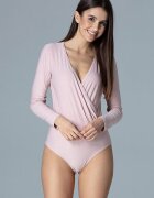 Figl Body roz - cu maneci lungi - croiala in forma de inima - elastan 5% poliester 95% -