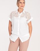 Figl Camasa dama ajurata - maneca scurta - dantela - ecru - poliester
