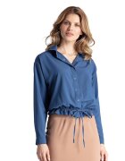Figl Camasa de dama M647 - albastru - maneca lunga - poliester - elastic in partea de jos -