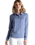 Figl Camasa eleganta de dama M581 - albastra - din viscoza - maneca lunga -
