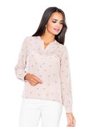 Figl Camasa eleganta M254 fara guler - motiv animale - roz - poliester