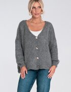 Figl Cardigan gri - tricotat - cu nasturi - croiala lejera - pentru ocazii casual