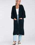 Figl Cardigan lung bleumarin - subtire - fara inchidere - pentru femei acril