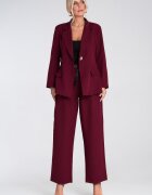 Figl Costum dama jacheta larga si pantaloni - material poliester - visiniu - pentru ocazii elegante