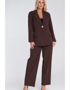 Figl Costum pentru femei pantaloni largi - maro - material lejer poliester