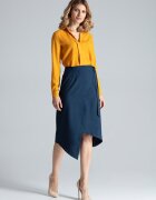 Figl Fusta asimetrica albastru - poliester - eleganta