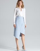 Figl Fusta asimetrica M629 - albastru deschis - poliester - eleganta si versatila