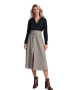 Figl Fusta lunga - plisata - talie inalta - gri - nylon si poliester -