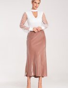 Figl Fusta midi bej - viscoza - elastica - versatila -