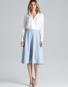 Figl Fusta midi evazata - albastru deschis - poliester -