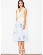 Figl Fusta midi M495 - florala - albastra - poliester 100%
