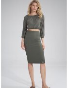 Figl Fusta midi M793 - mulata - verde - viscoza - talie inalta -