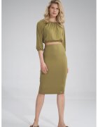 Figl Fusta midi M793 - verde - din viscoza - eleganta - confortabila -