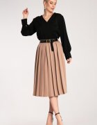Figl Fusta midi plisata - bej - poliester -