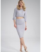Figl Fusta midi vascoza - gri deschis -