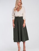 Figl Fusta midi verde intens - evazata - cu curea - material sintetic - M