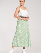 Figl Fusta plisata cu buline - Fusta cu talie inalta - Fusta verde M1155 Marimea S/M