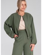 Figl Geaca bomber verde masliniu - material textil - croiala lejera - cu fermoar si buzunare laterale -