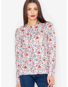 Figl Hanorac cu model floral alb - poliester - fara gluga