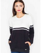 Figl Hanorac dama bumbac - negru/ecru - maneca lunga - fara gluga