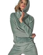Figl Hanorac dama verde menta - guler ridicat - maneci lungi - velur - poliester