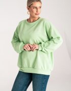 Figl Hanorac de dama larg - verde - broderie - bumbac/poliester -