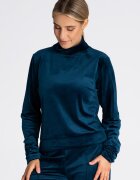 Figl Hanorac de dama M967 - catifea - bleumarin - guler inalt - maneci lungi