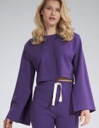Figl Hanorac scurt - violet - bumbac - maneci cu fante largi -