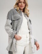 Figl Jacheta poliacril/lana/poliester - fara buzunare - maneci drepte - gri/alb