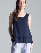 Figl Maiou cu decolteu semi-rotund - elastan/poliester/viscoza - bleumarin -