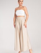 Figl Pantaloni dama - bej - talie inalta - lati - vara -