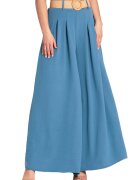Figl Pantaloni dama - cu curea - eleganti - albastri - poliester -
