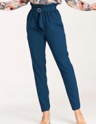 Figl Pantaloni dama eleganti - talie inalta - albastru - poliester