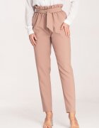 Figl Pantaloni dama eleganti - talie inalta - bej - poliester
