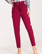 Figl Pantaloni dama eleganti - talie inalta - rosu - poliester -