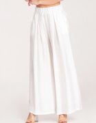 Figl Pantaloni dama - largi - talie inalta - albi - viscoza-elastan -
