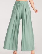 Figl Pantaloni dama - largi - talie inalta - verde - viscoza-elastan -