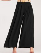 Figl Pantaloni dama negri - eleganti - cu curea - poliester -