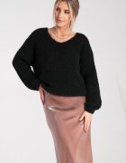 Figl Pulover dama boucle - negru - material moale - maneca lunga -