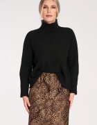 Figl Pulover dama - elegant - cu guler - negru - fabrica tricotata -