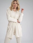 Figl Pulover dama larg - cu centura - buzunare mari - bej - viscoza -